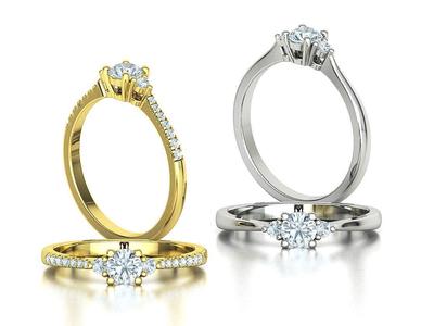 Birgit 3-stone Solitaire Rings Collection 30 pointer stone