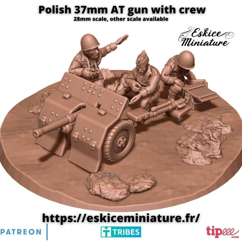 Polish 37mm AT gun with crew – 28mm