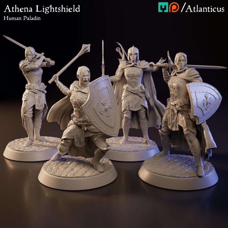 Female Human Paladin – Athena Lightshield – BUNDLE