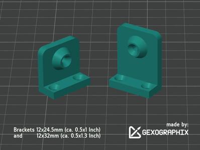 Side brackets 12x24.5mm and 12x32mm for 3mm screws   