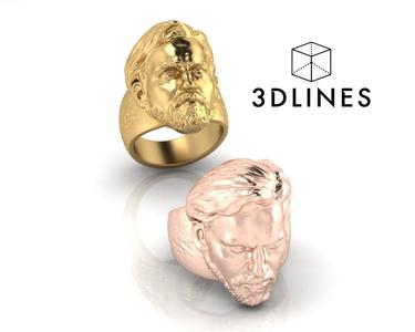 man face gold ring