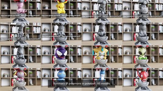 Summary of pokemons in pokeball 3D Model Collection