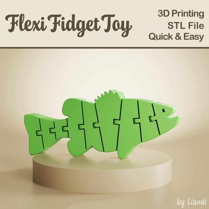 Flexible Bass Fish STL - 3D Print File, Flexi Fidget Toy, Articulated, Digital Download for Commercial Use