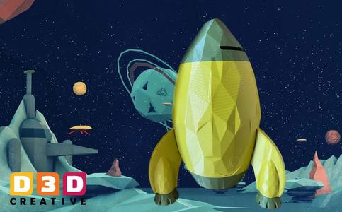 Low Poly Version Rocket Money Savings Piggy Bank