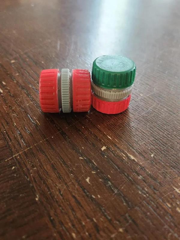 mini bottle cap container (pill box) for two bottle caps   