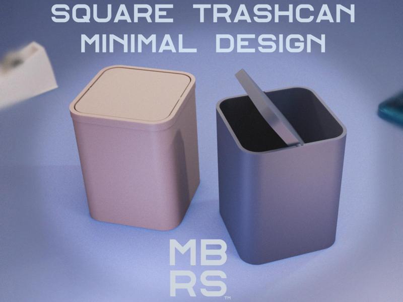 Desk Trashcan with Swing Lid  SQUARE VERSION