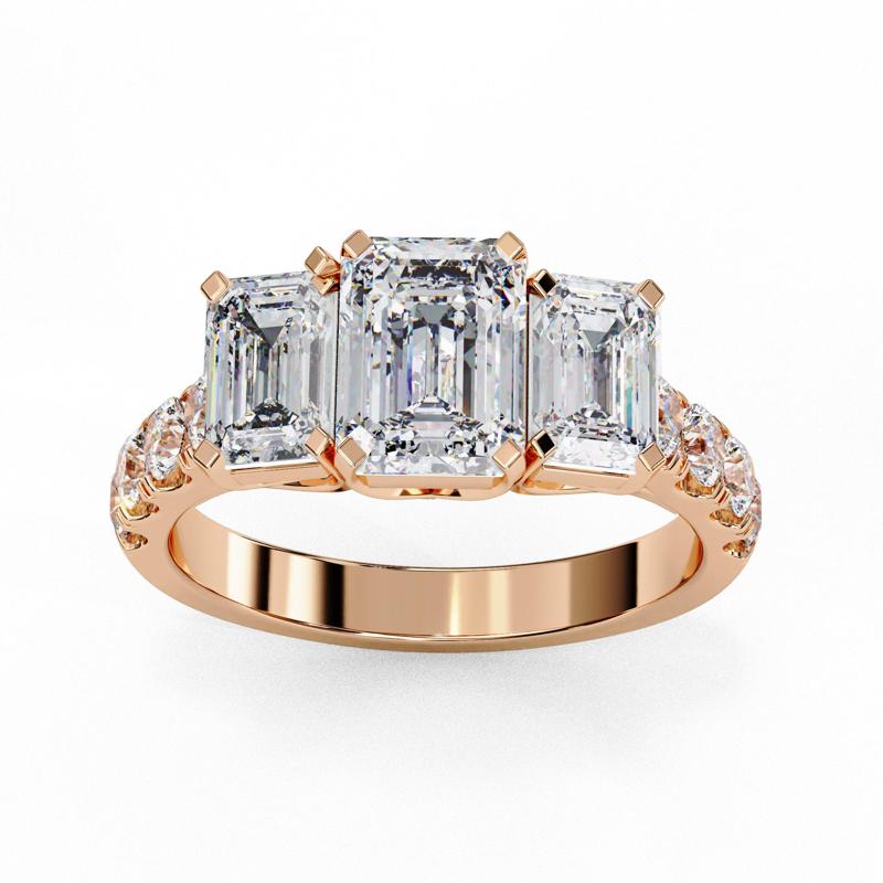 Trio Solitaire Diamond Ring 360 animation renders 3dm stl