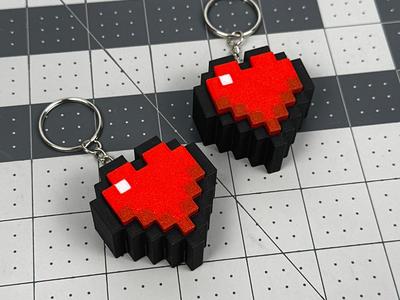 Minecraft Heart Key Clicker Keychain