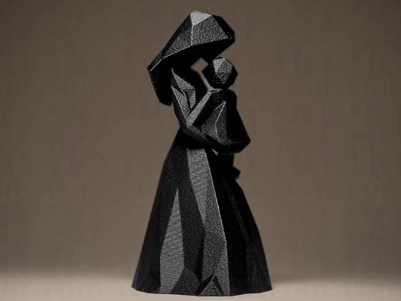 Geometric Mother and Child Figurine