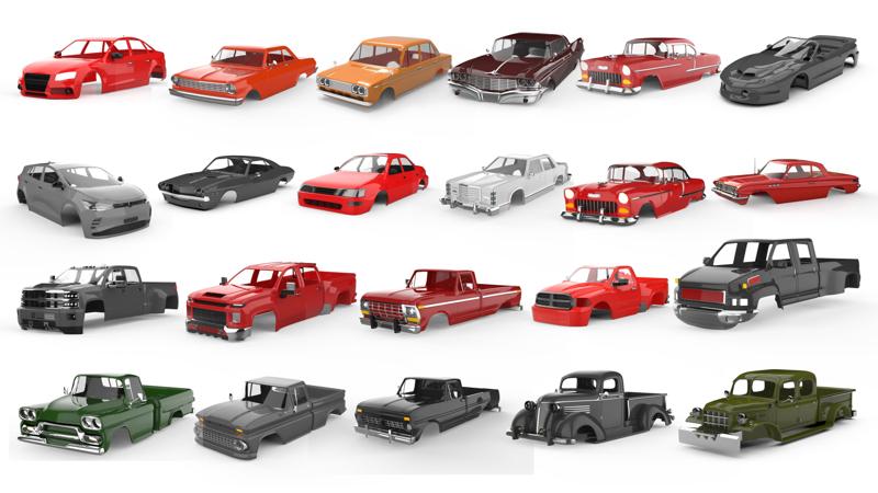Rc body shell of 22 deffrent cars and trucks