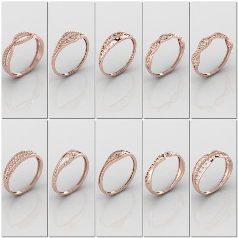 100 Files – Women Ring Womens Rings Plain Models  STL 3DM 3D Model Collection