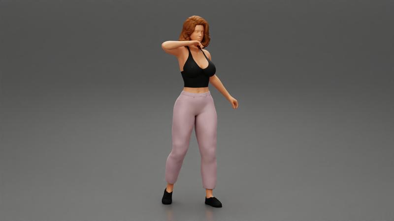 Fitness Young Woman Posing Wearing Top and Pants