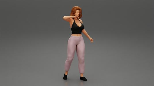 Fitness Young Woman Posing Wearing Top and Pants