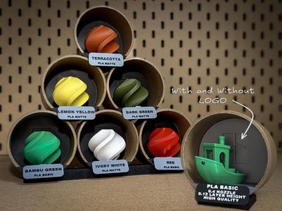 Display stand with cardboard spools