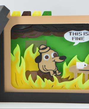 🔥 This Is Fine Meme Shadow Box 🔥