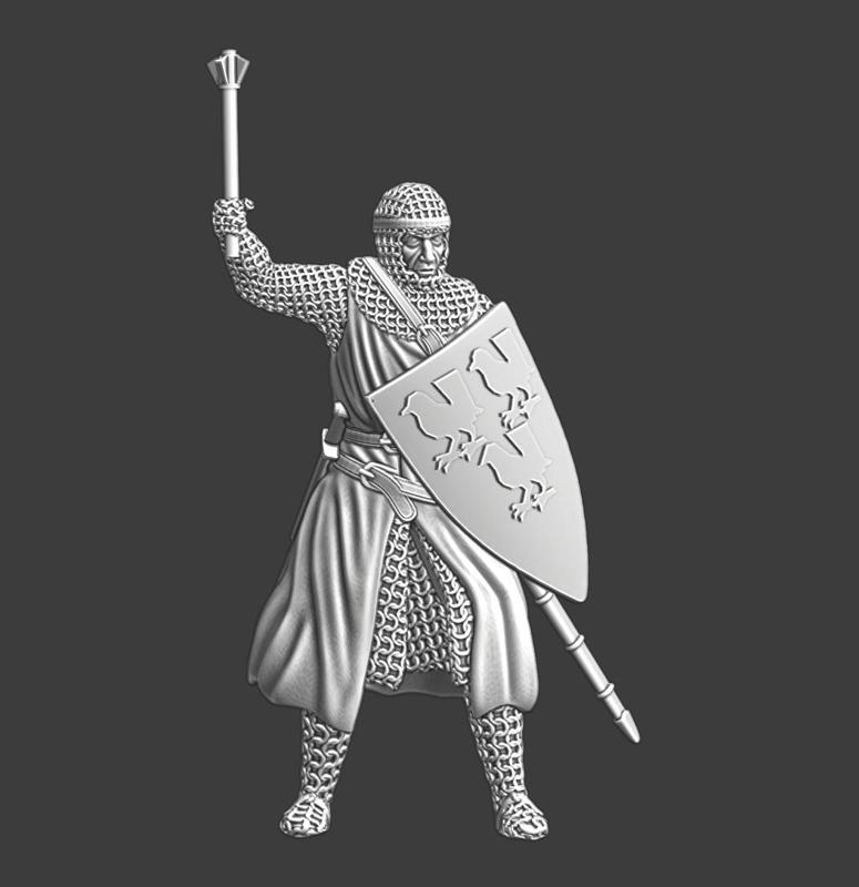 Medieval crusader knight with mace