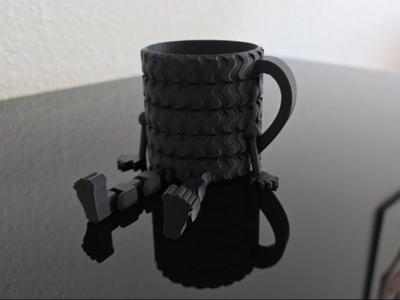 Tire Mug, cup with articulated legs and regular