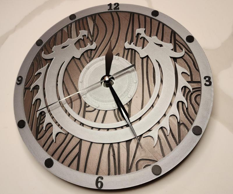 Nerdy Clocks – Draconic Shield (easy multicolor printing!)