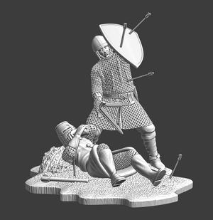 Protect the Lord  – Medieval soldier defending wounded knight