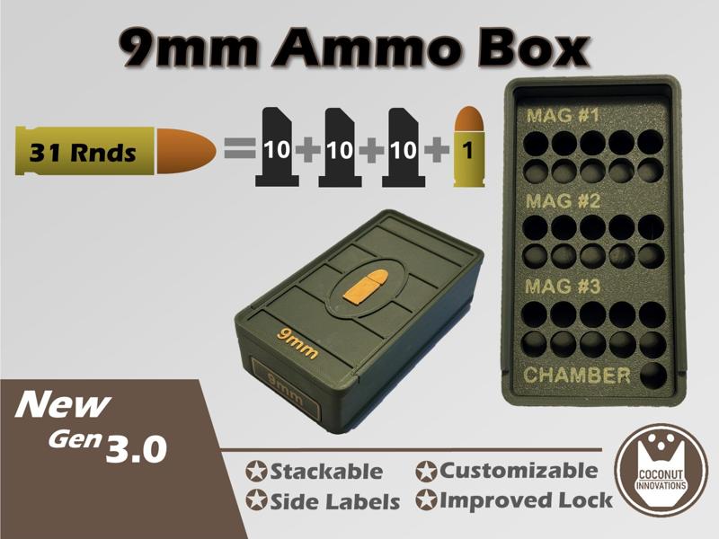 Ammo Storage Box 9mm 31 Round for 3X 10rnd Mags+1