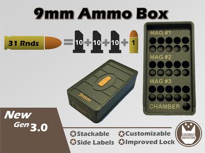Ammo Storage Box 9mm 31 Round for 3X 10rnd Mags+1