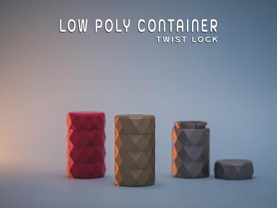 Low Poly Container with Twist Lock Lid