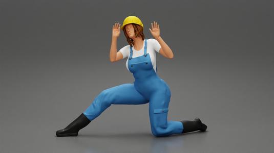 automotive mechanic girl with suit and helmet check the car