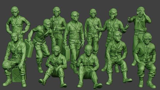 American Tank Crew ww2 ATC1 Pack1 3D Model Collection