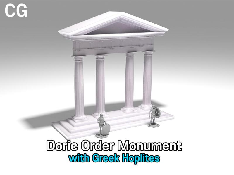 the Doric order monument with greek hoplites