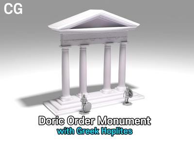 the Doric order monument with greek hoplites