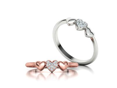 3 Hearts Diamond Fashion Woman Ring Love-Heart symbol ring