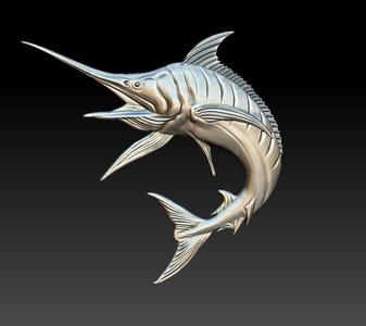 Marlin fish 3D print pendent badge model
