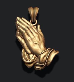 Praying Hands Pendant Necklace bas-relief