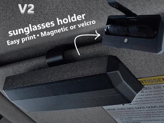 Sunglasses compartment clip for car sun visor – V2