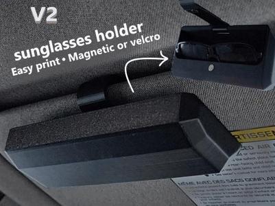 Sunglasses compartment clip for car sun visor – V2