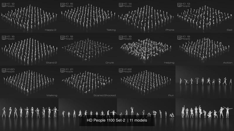 HD People 1100 Set-2  3D Model Collection