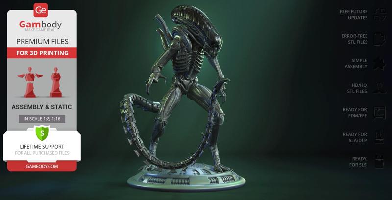 Standing Xenomorph STL files for 3D Printing | Assembly Model