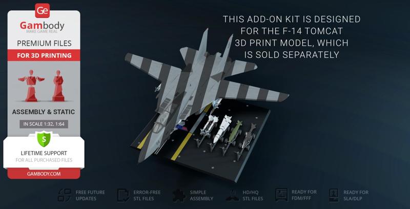 F-14 Tomcat Missiles Pack STL Files for 3D Printing | Assembly Model