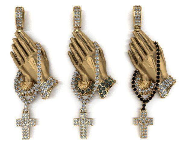 praying hand cross pendant