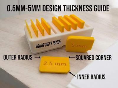 0.5 mm to 5 mm Thickness Guide Gridfinity Set