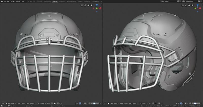 Modern Football Helmet with various Facemasks