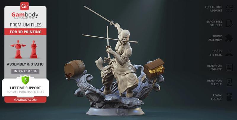 Roronoa Zoro STL files for 3D Printing | Assembly Model