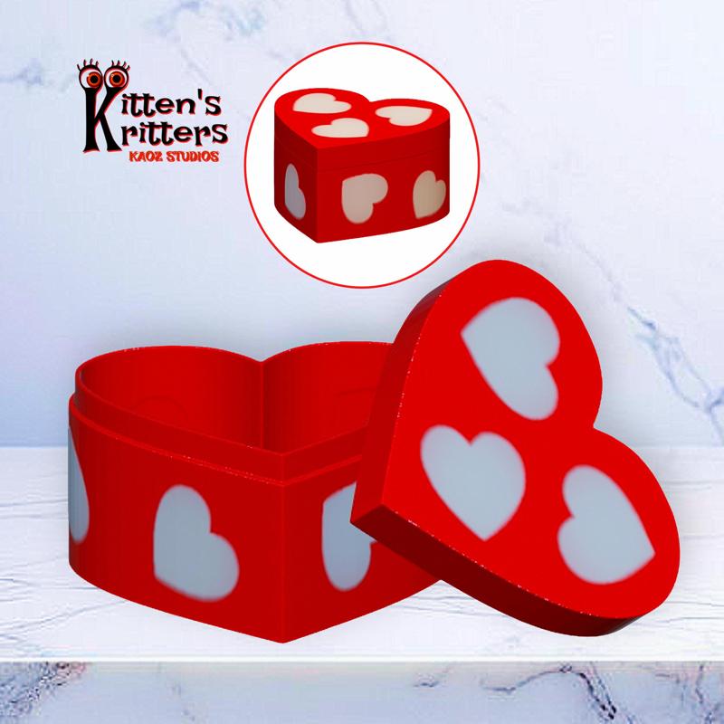 Valentines Day Heart Covered Gift Box with Lid