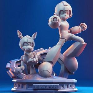 Mega Man & Rush in Diorama STL files for 3D Printing | Assembly Model