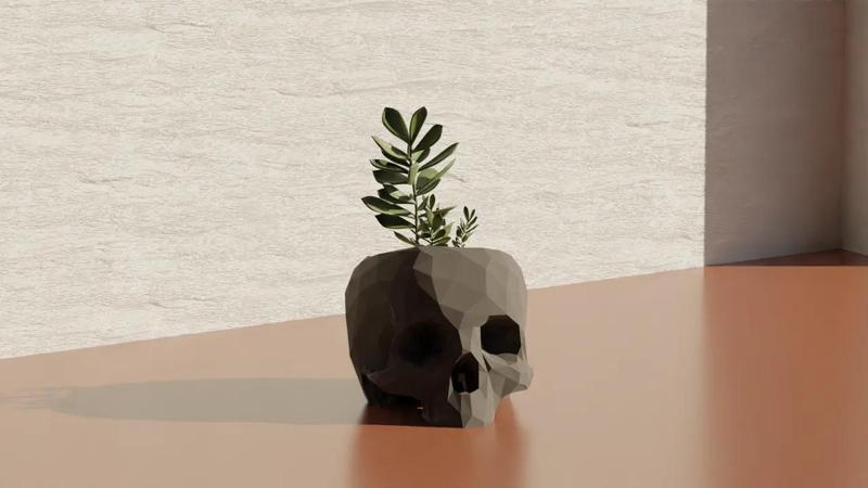 Skull Low Poly – Pot Plant/Pen Holder