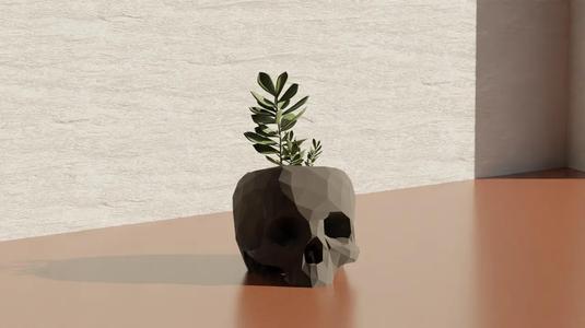 Skull Low Poly – Pot Plant/Pen Holder