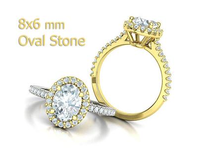 Oval Halo Engagement Ring 8×6 Oval Stone 1ct Stone