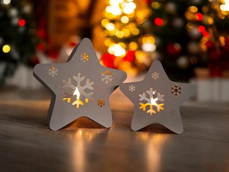 LED tea light, decorative stars “Twinkle Snowflakes”