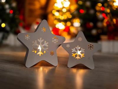 LED tea light, decorative stars “Twinkle Snowflakes”