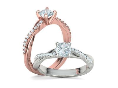 Half Carat Engagement Ring French Pave Setting Diamond Ring
